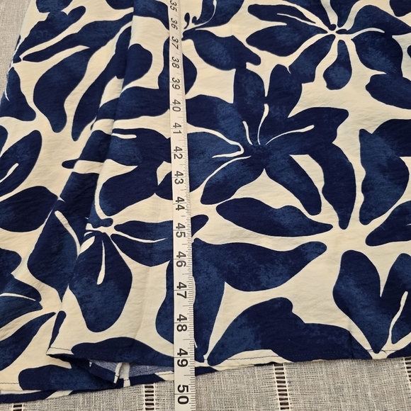 MNG  Long Printed Dress A-line Design Print V-Neck Short Sleeve Ruched Waist - Picture 11 of 12